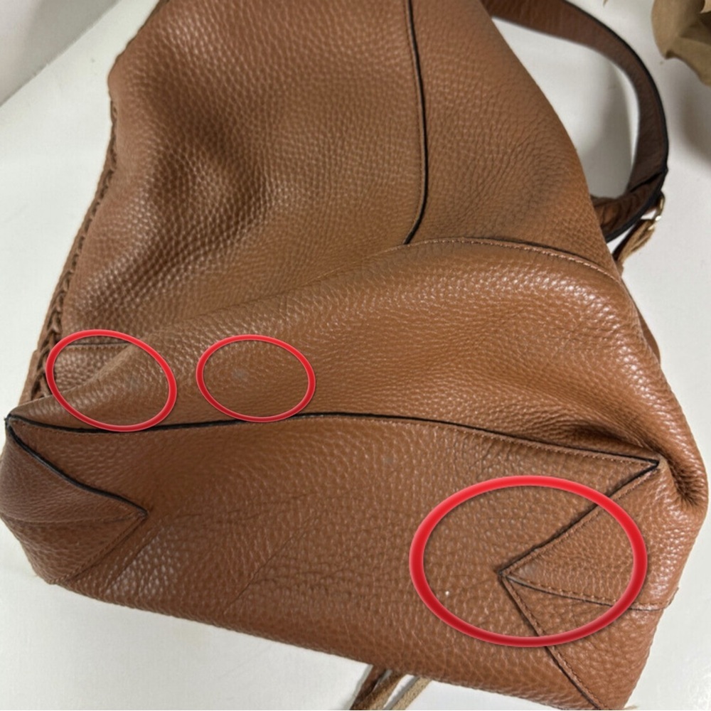 Rebecca Minkoff Leather Unlined Slouchy Hobo With Whipstitch Almond Bag Tassel - Picture 12 of 12